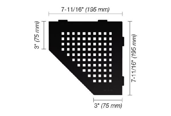 schluter - shelf-e pentagonal corner shelf square design - aluminum matte black