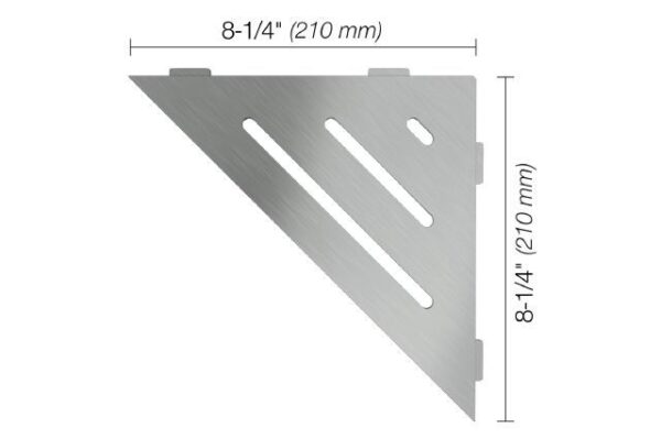 Schluter - SHELF-E Triangular Corner Shelf Wave Design - Brushed Stainless Steel (V2)