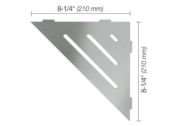 Schluter - SHELF-E Triangular Corner Shelf Wave Design - Brushed Stainless Steel (V2)
