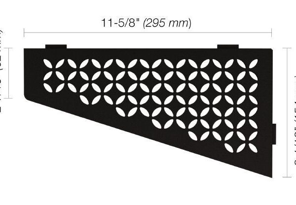 Schluter - SHELF-E Quadrilateral Corner Shelf Floral Design - Aluminum Matte Black