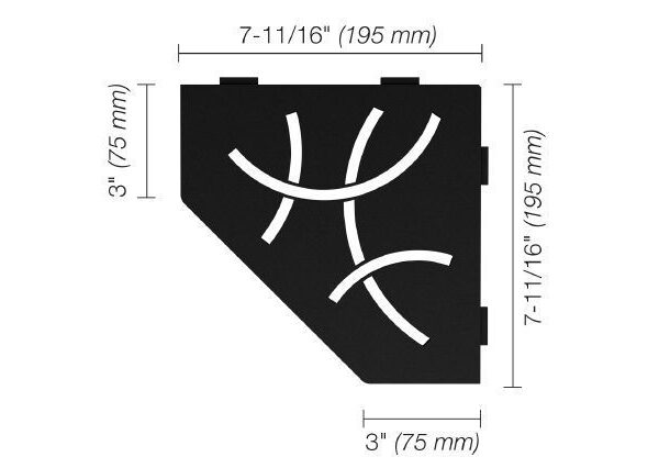 Schluter - SHELF-E Pentagonal Corner Shelf Curve Design - Aluminum Matte Black