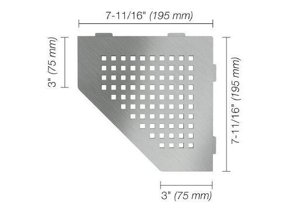 Schluter - SHELF-E Pentagonal Corner Shelf Square Design - Brushed Stainless Steel (V2)