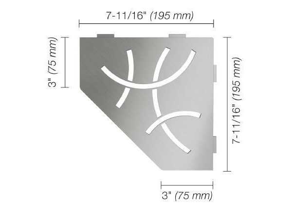 Schluter - SHELF-E Pentagonal Corner Shelf Curve Design - Brushed Stainless Steel (V2)