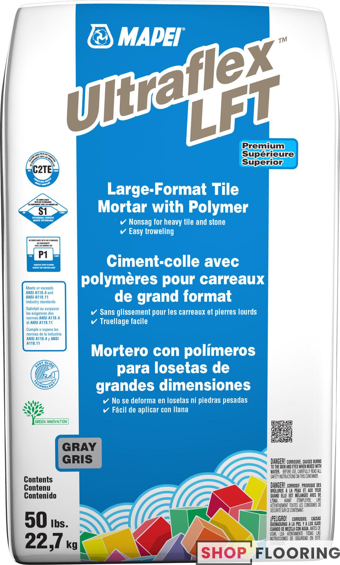 mapei - ultraflex lft large & heavy tile mortar, gray - 50 lb 1 mapei - ultraflex lft large & heavy tile mortar, gray - 50 lb