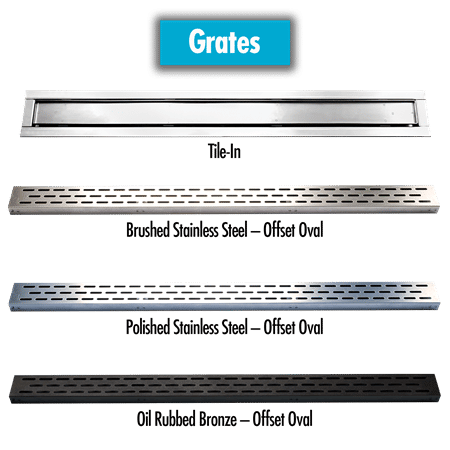 Laticrete - Hydro Ban Linear Grate Offset Oval Tile-In Drain 48"