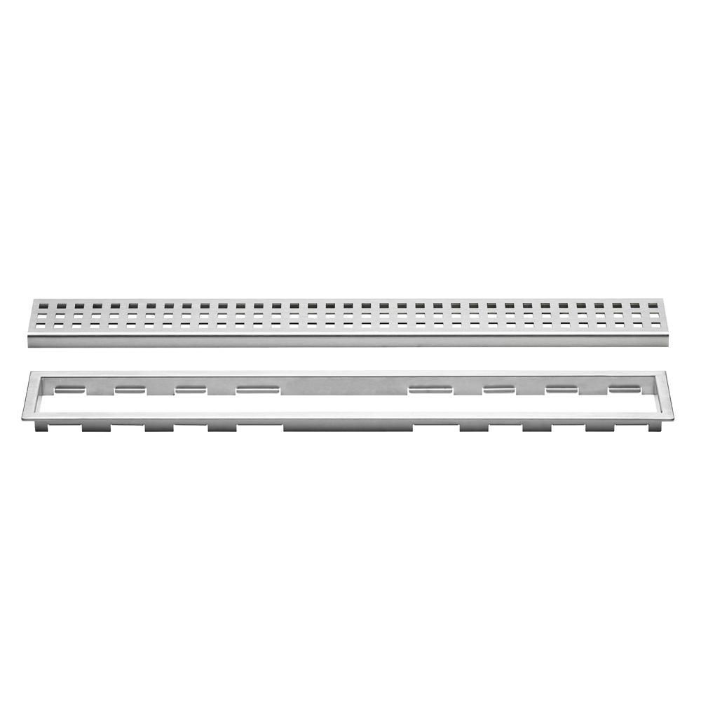 schluter - kerdi-line linear floor drain with square grate design - brushed stainless steel (v4) 3/4" x 55-1/8" 1 schluter - kerdi-line linear floor drain with square grate design …