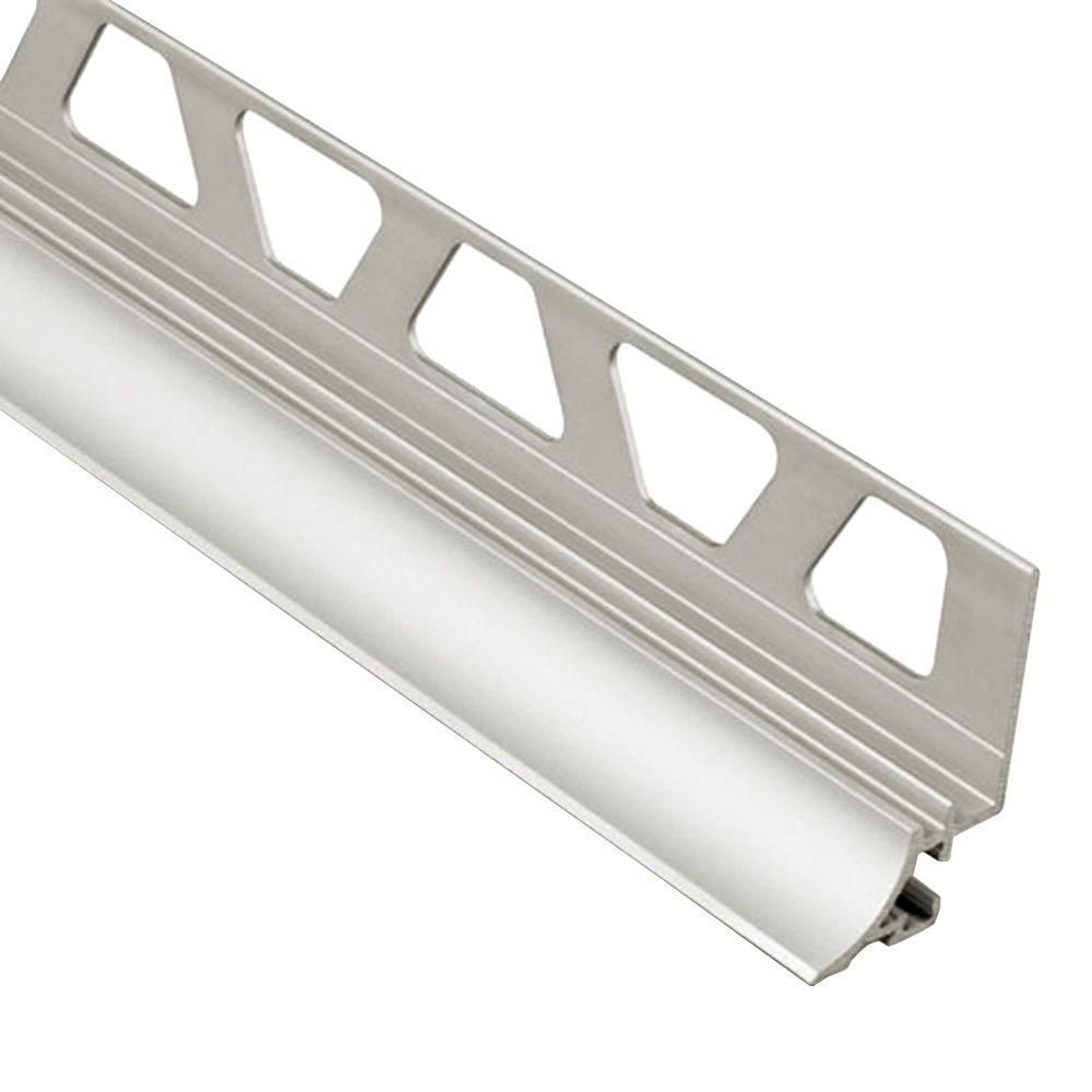 schluter - dilex-ahka cove-shaped profile with 3/8" radius - aluminum anodized matte nickel 1/2" (12.5 mm) x 8' 2-1/2" 1 schluter - dilex-ahka cove-shaped profile with 3/8" radius - alu…