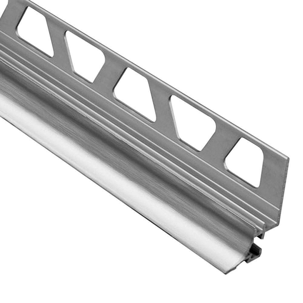 schluter - dilex-ahka cove-shaped profile with 3/8" radius - aluminum anodized brushed chrome 1/2" (12.5 mm) x 8' 2-1/2" 1 schluter - dilex-ahka cove-shaped profile with 3/8" radius - alu…