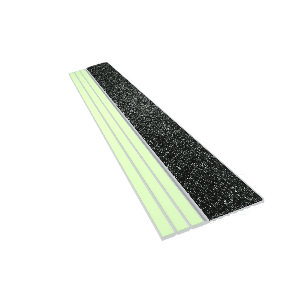 kinesik - ecoglo e20 photoluminescent step edge contrast strip with black anti-slip strip 1-1/2" x 8' 1 kinesik - ecoglo e20 photoluminescent step edge contrast s…
