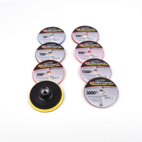 Toolway - Diamond Polishing Pads & Adapter (8-Piece)
