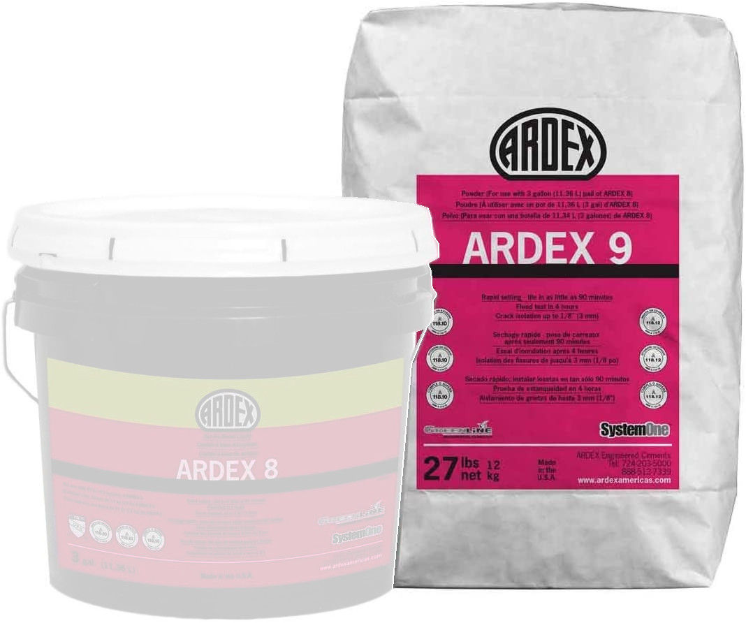 ardex - 9 rapid waterproofing & crack isolation compound, powder, gray - 27 lb 1 ardex - 9 rapid waterproofing & crack isolation compound