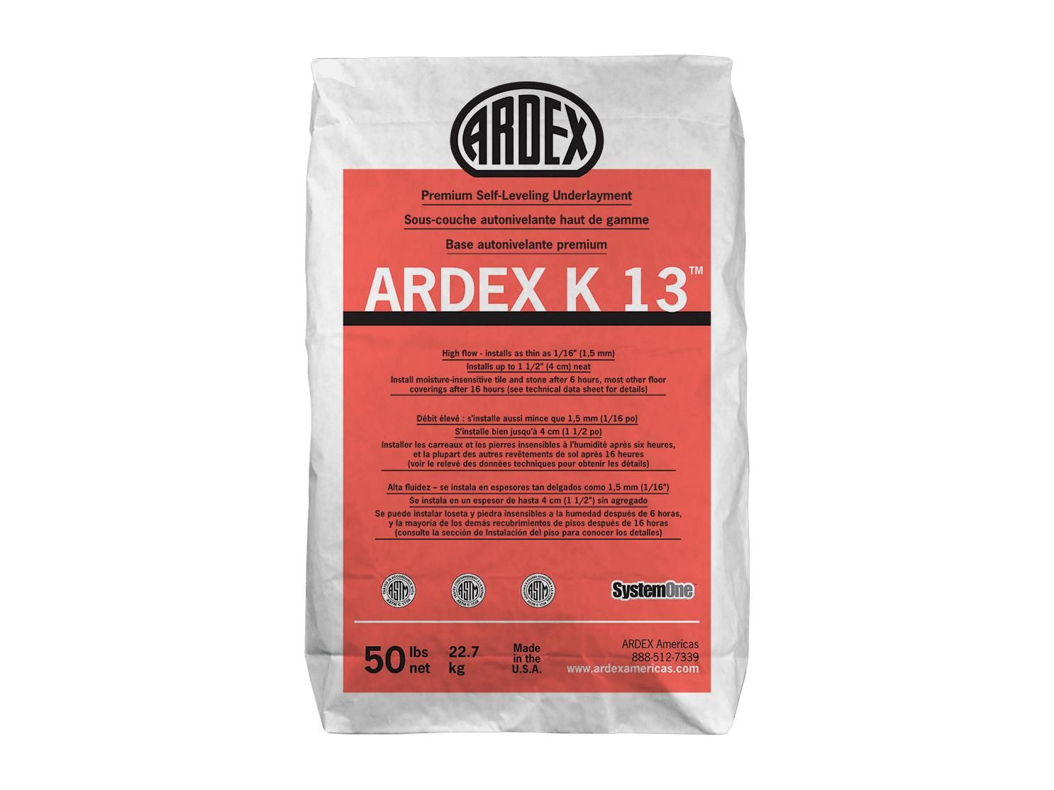 ardex - k 13 premium self-leveling underlayment, gray - 50 lb 1 ardex - k 13 premium self-leveling underlayment
