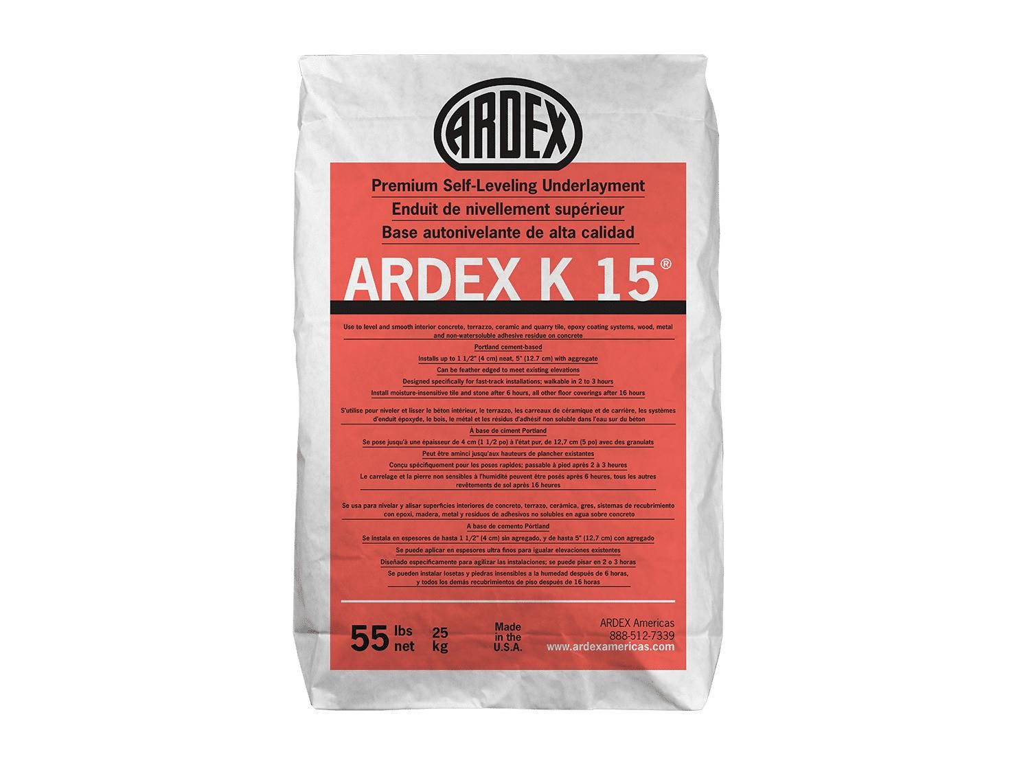 ardex - k 15 premium self-leveling underlayment, gray - 55 lb 1 ardex - k 15 premium self-leveling underlayment