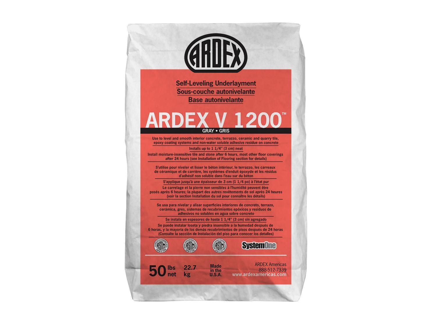 ardex - v 1200 self-leveling flooring underlayment, gray - 50 lb 1 ardex - v 1200 self-leveling flooring underlayment
