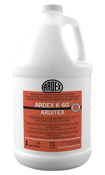 ardex - k 60 arditex two-component rapid setting latex smoothing & leveling compound, liquid - 3.78 l 1 ardex - k 60 arditex two-component rapid setting latex smooth…