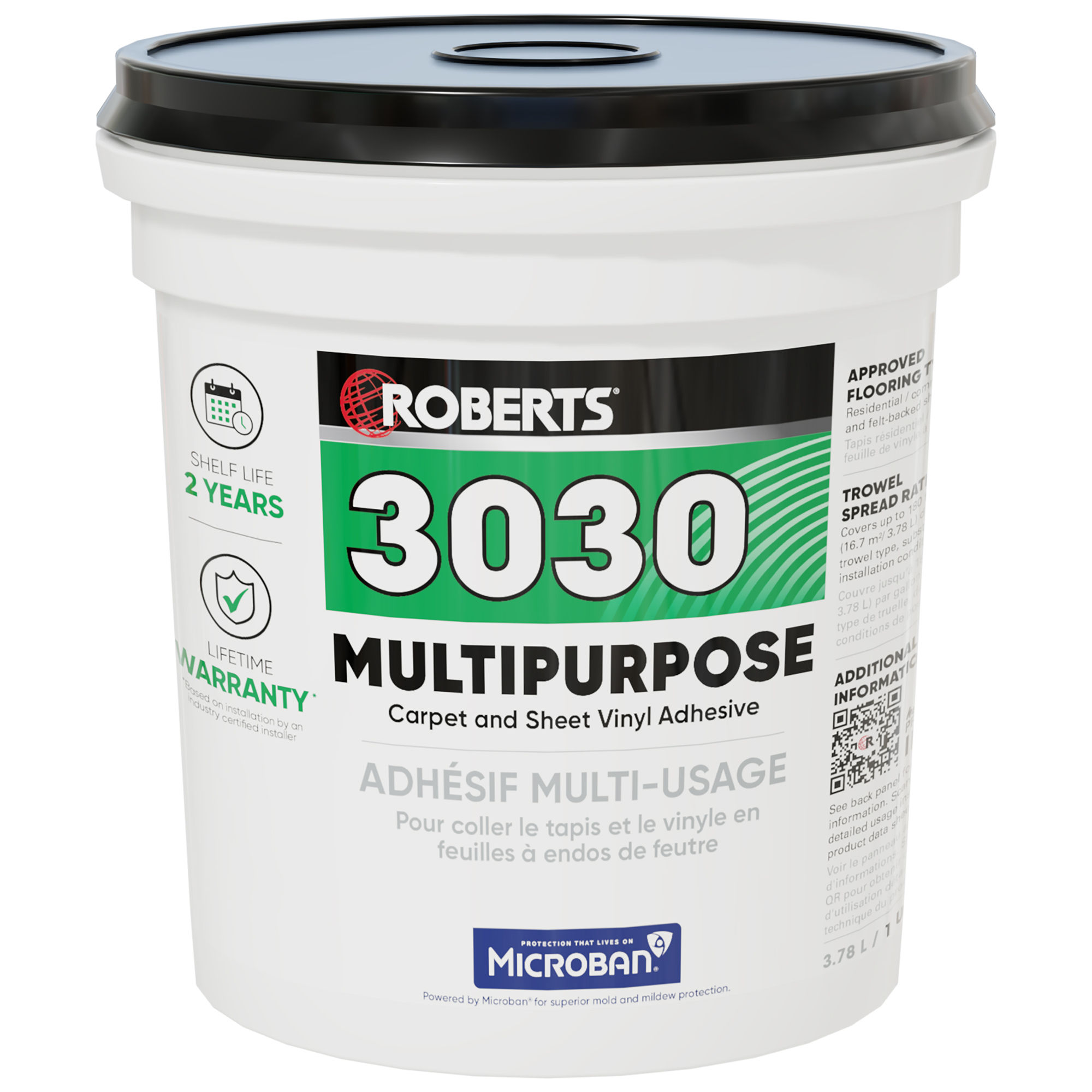 roberts - multipurpose carpet and sheet vinyl adhesive - 3.78 l / 1 gal 1 roberts - multipurpose carpet and sheet vinyl adhesive - 3.78 l / 1 gal