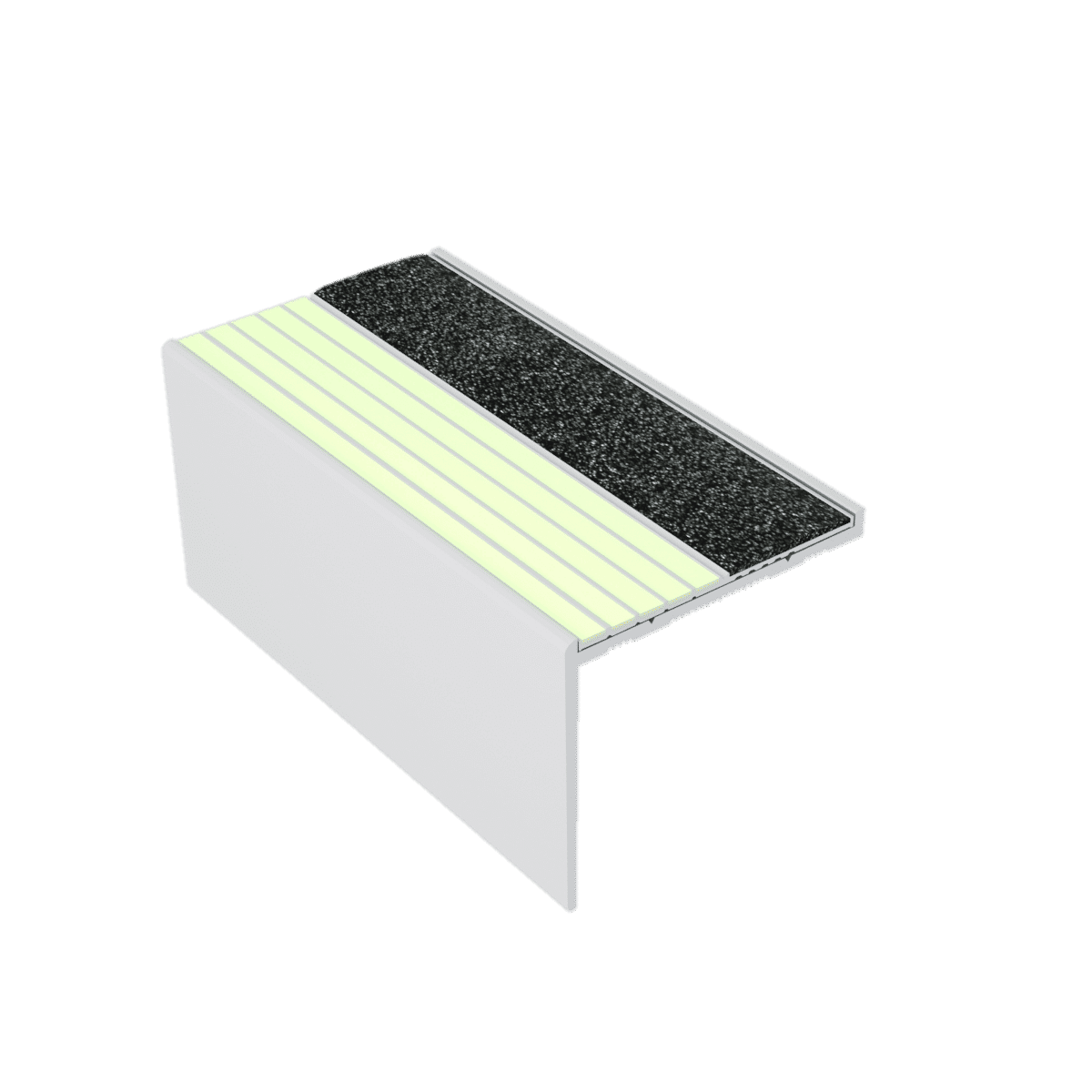 kinesik - ecoglo rfa7b-e40 photoluminescent flat stair nosing with black anti-slip strips 2.19" x 10' 1 kinesik - ecoglo rfa7b-e40 photoluminescent fl…