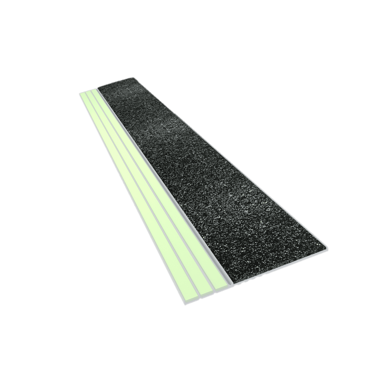 kinesik - ecoglo e30 photoluminescent step edge contrast strip with black anti-slip strip 2" (sold in linear feet) 1 kinesik - ecoglo e30 photoluminescent step edge contrast s…