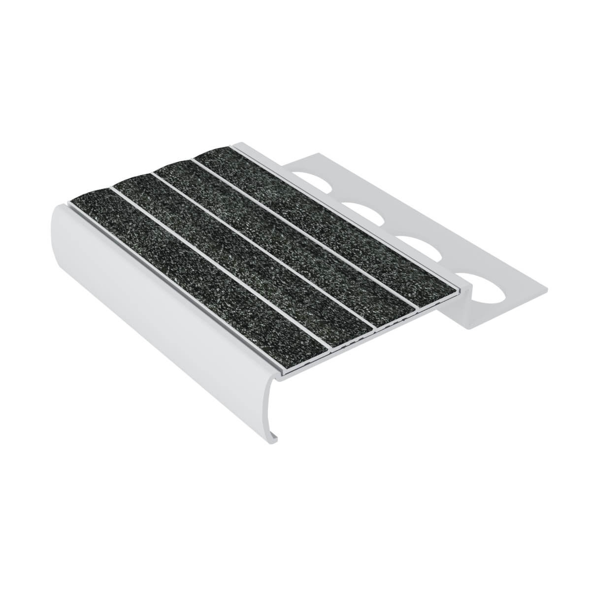 kinesik - ecoglo m4.125-n30 tile nosing with anchoring leg 12.5 mm and black anti-slip strips 2" x 8' 1 kinesik - ecoglo m4.125-n30 tile nosing with anchoring leg 1…