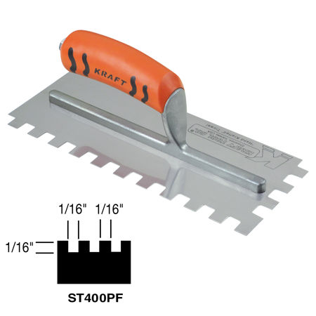 Kraft Tool - Square-Notch Trowel with ProForm Handle - 1/16…