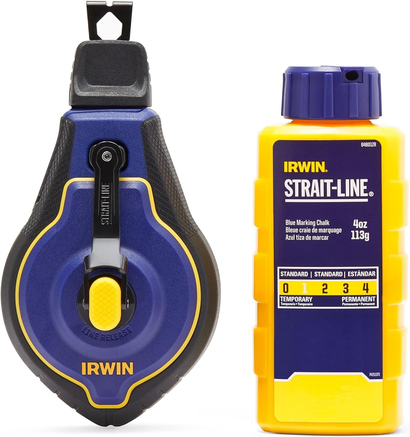 irwin - chalk line strait-line speedline pro reel 100' with blue chalk refill 1 irwin - chalk line strait-line speedline pro reel 100' with blu…