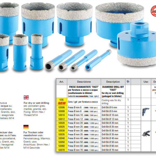 Sigma - Diamond Drill Bit "Fast" - Diameter 6 mm