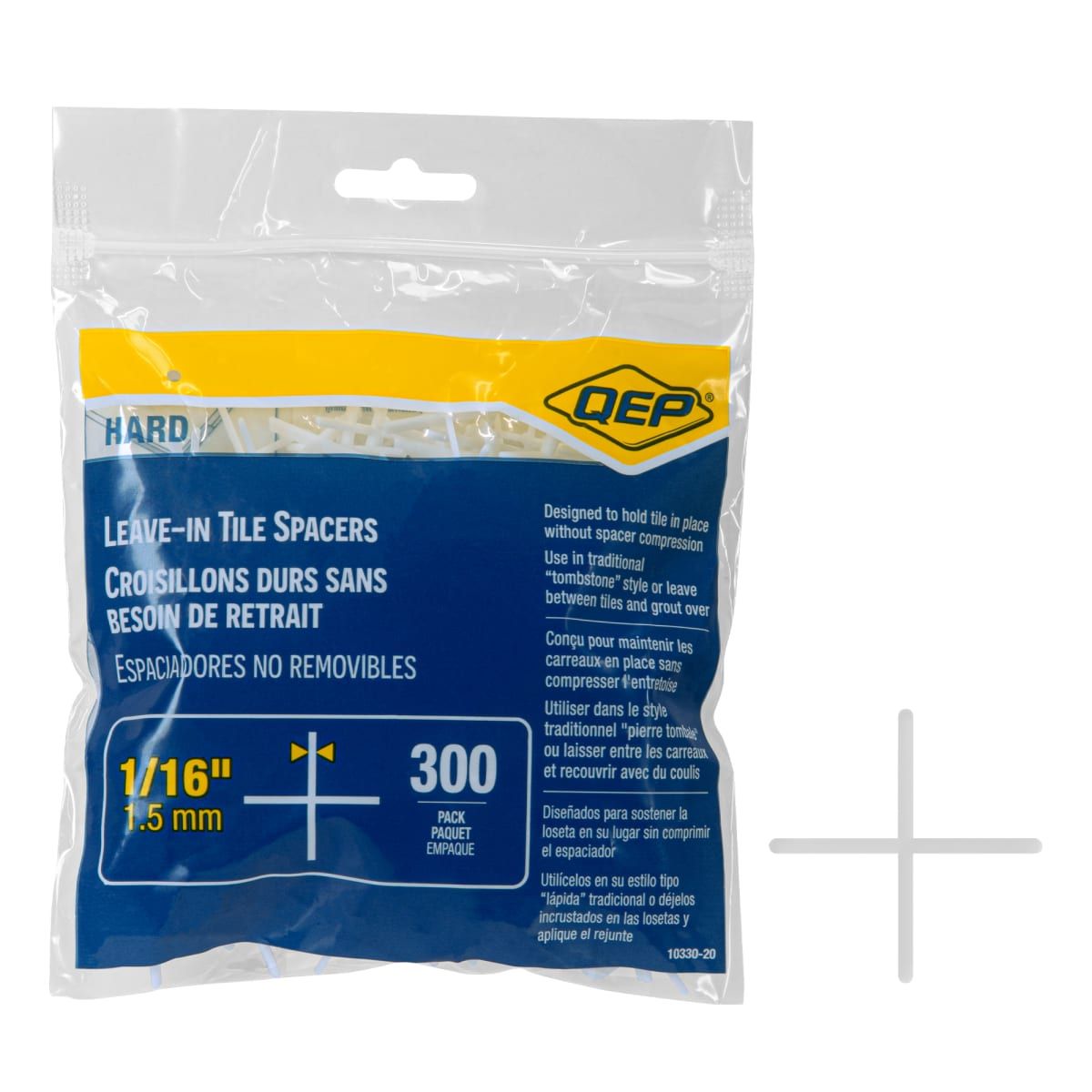 qep - 1/16" hard tile spacers for traditional or leave-in installation (300 pack) 1 qep - 1/16" hard tile spacers for traditional or leave-in installatio…