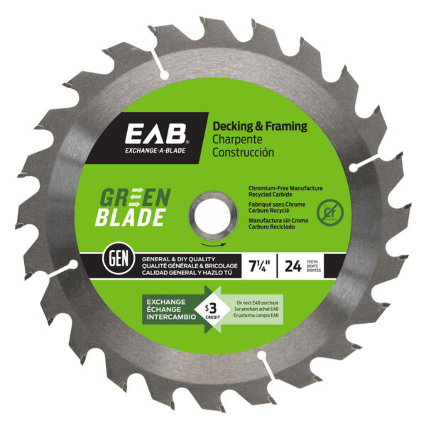 EAB - Framing Saw Blade Green Blade 24-Tooth 7-1/4"
