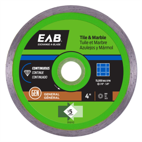 EAB - Diamond Blade Continuous Rim Ceramic Tile Green 4"