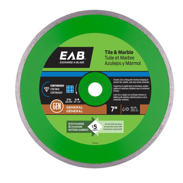 EAB - Diamond Blade Continuous Rim Ceramic Tile Green 7"