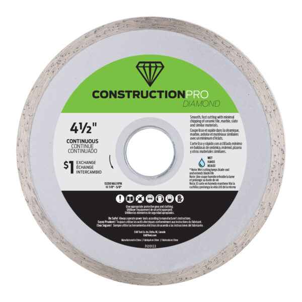 EAB - Construction Pro Diamond Blade Continuous Rim Cera…