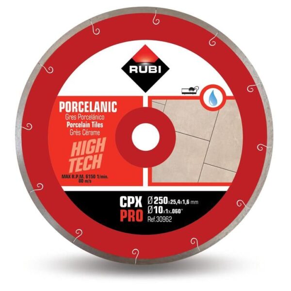 Rubi - Porcelain Tile Diamond Blade JSLOT CPX-250 Pro