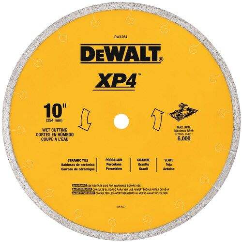 dewalt - wet tile saw blade xp4 premium quality 10" x 0.06" 1 dewalt - wet tile saw blade xp4 premium quality 10" x 0.06"