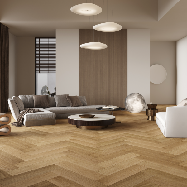 Vidar Engineered Hardwood American White Oak Herringbone Macaroon Select 5" - 3/4"