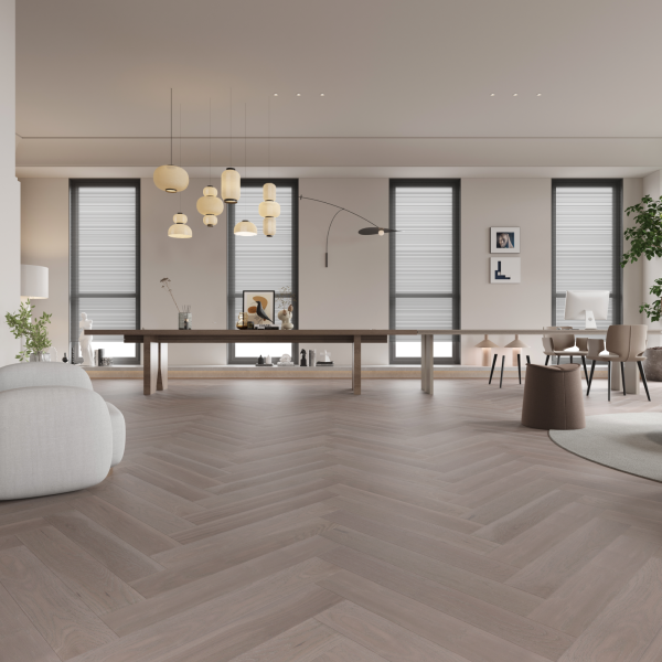 Vidar Engineered Hardwood American Oak Herringbone Silver Stone Herringbone Character 5" - 3/4" (20.99 sqft/box)