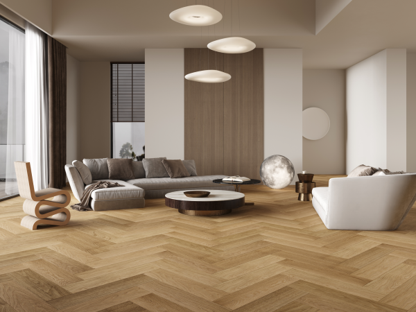 vidar engineered hardwood american oak herringbone macaroon herringbone character 5" - 3/4"