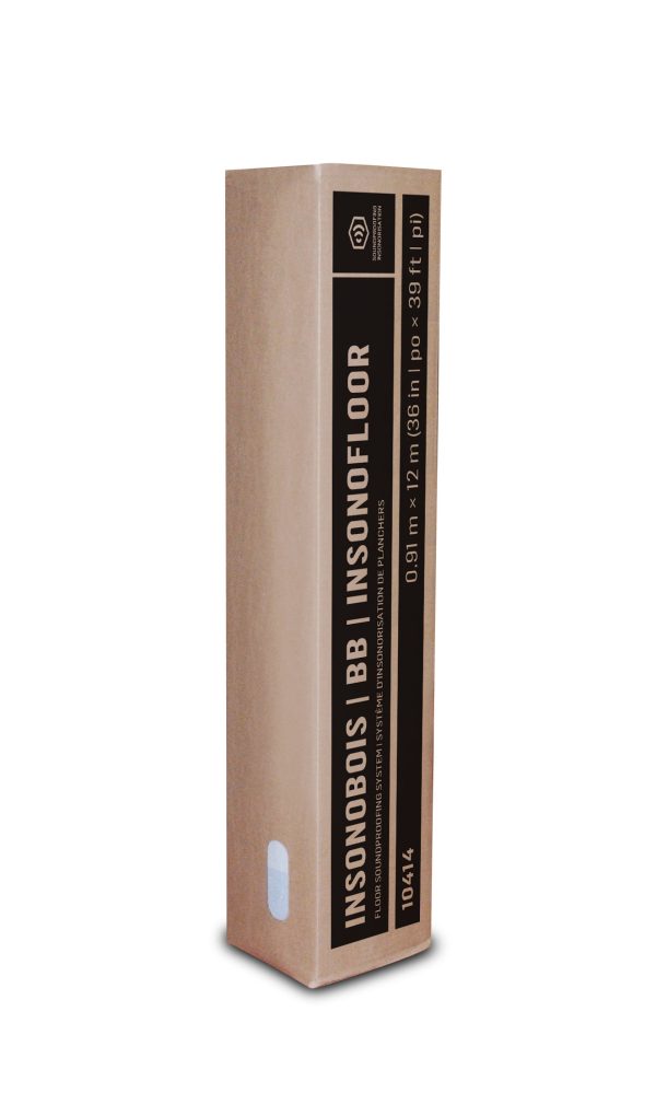 soprema - wood & laminate acoustic underlayment insonofloor bb 35" x 39' - 3.5 mm (115 sqft)