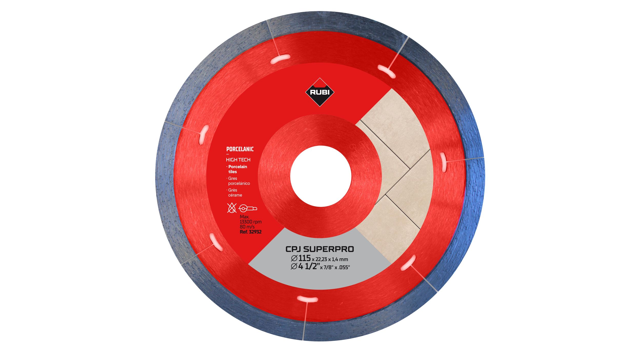 rubi - wet and dry tile saw blade cpj superpro diamond 4-1/2" 1 rubi - wet and dry tile saw blade cpj superpro diamond 4-1/2"