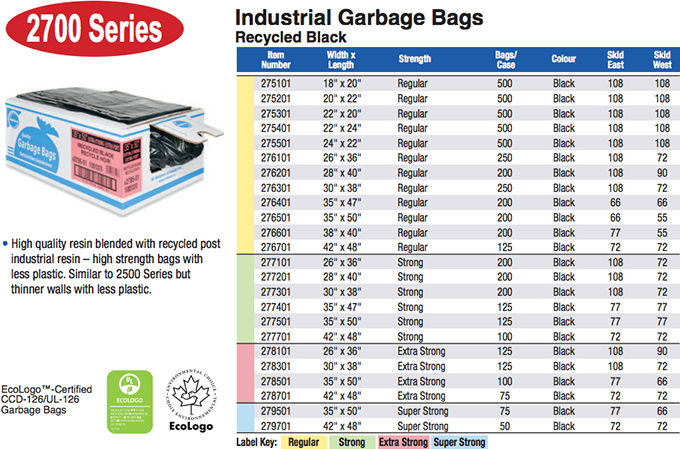 ralston - industrial garbage bags 2700 series - recycled black - ecologo extra strong (pack of 100) 1 ralston - industrial garbage bags 2700 series - recycled black - ecologo extra strong (pack of 100)
