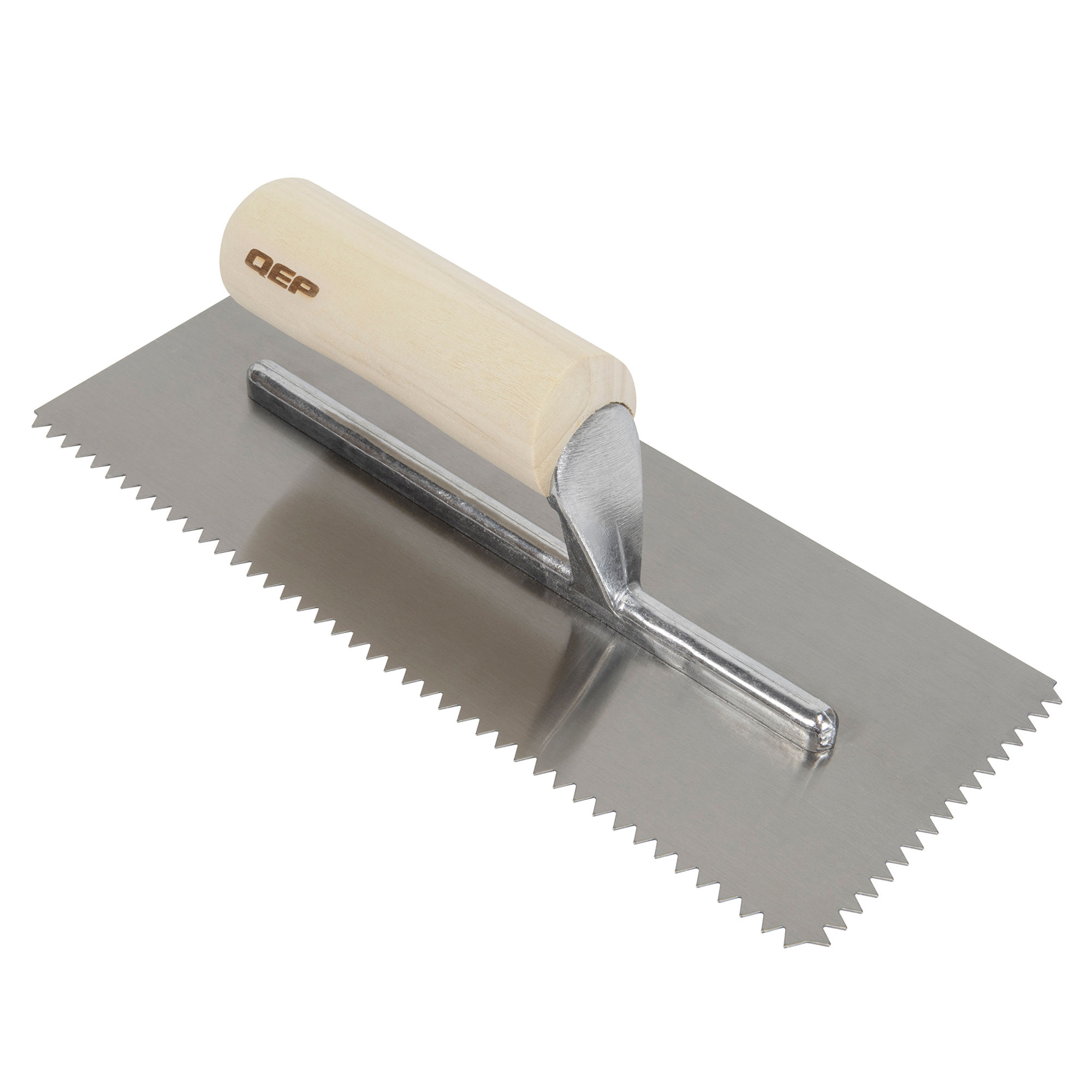 qep - 1/4" x 3/16" traditional carbon steel v-notch flooring trowel with wood handle 1 qep - 1/4" x 3/16" traditional carbon steel v-notch flooring trowel with wood handle