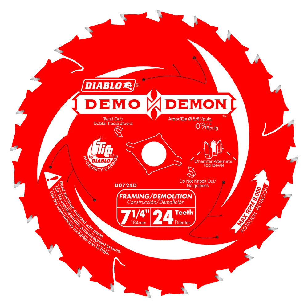 diablo - framing/demolition saw blade demo demon 24 tooth 7-1/4" 1 diablo - framing/demolition saw blade demo demon 24 tooth 7-1/4"