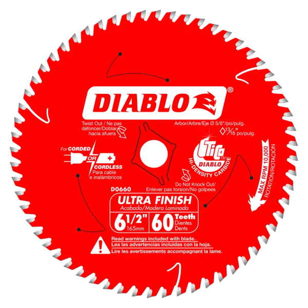 Diablo - Circular Saw Blade Ultra Finish 60 Tooth 6-1/2"