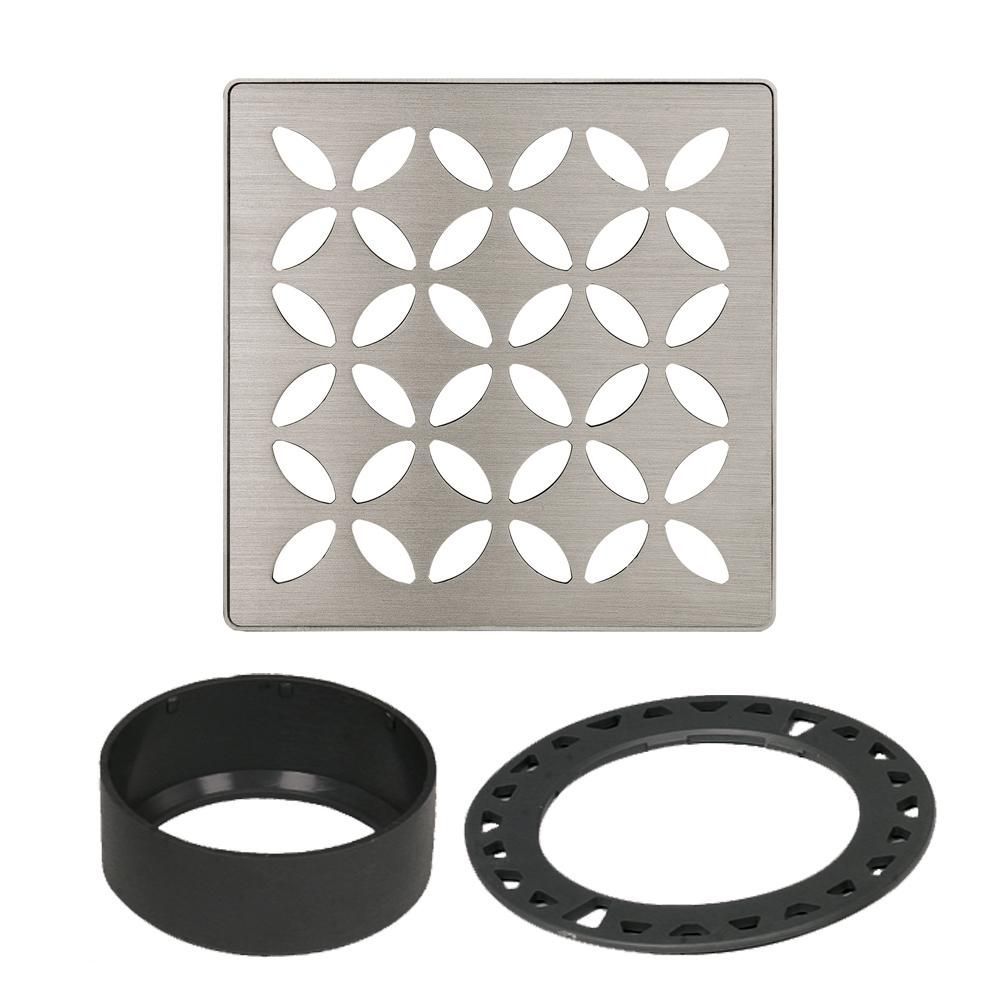 schluter - kerdi-drain square grate kit floral - stainless steel (v2) brushed nickel 4" 1 schluter - kerdi-drain square grate kit floral - stainless steel (v2) brushed nickel 4"