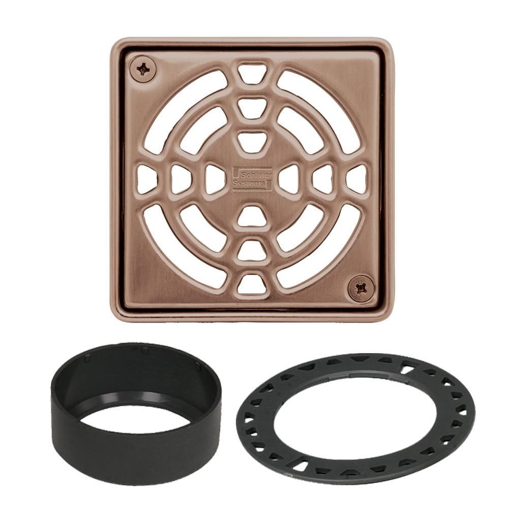 schluter - kerdi-drain square grate kit classic - stainless steel (v2) rose gold 4" 1 schluter - kerdi-drain square grate kit classic - stainless steel (v2) rose gold 4"