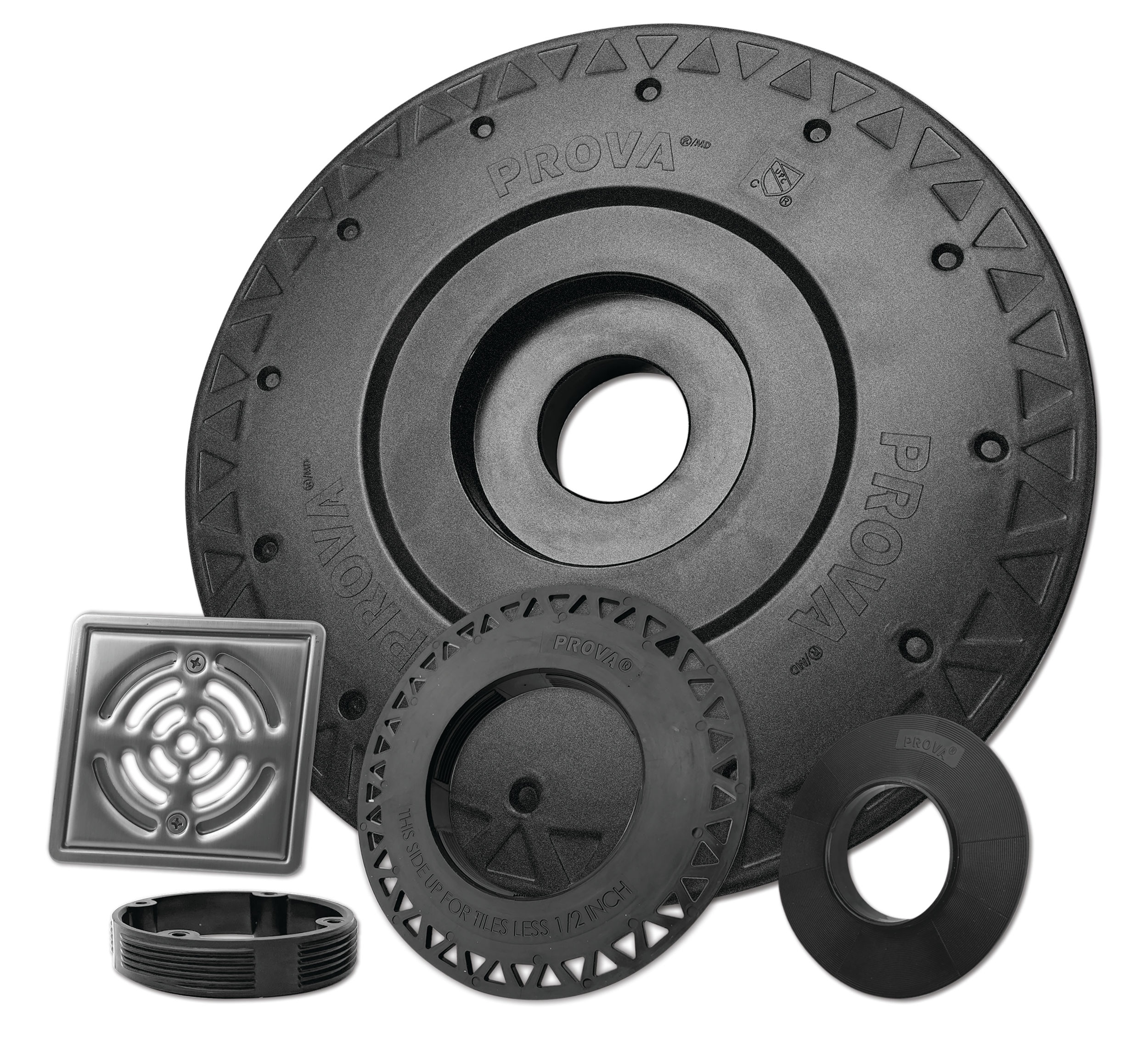 prova - shower drain kit plus abs with square grate stainless steel 4" x 4" 1 prova - shower drain kit plus abs with square grate stainless steel 4" x 4"