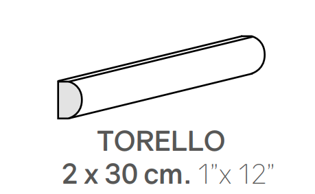 Centura Wall Tiles Metro Black Torello Bullnose 1" x 12" (Pack of 48)