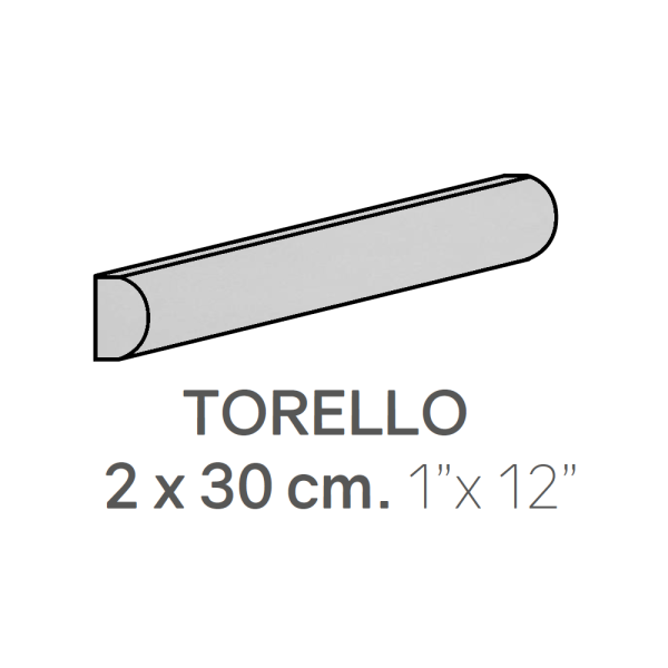 Centura Ceramic Wall Molding Torello Masia Light Grey Glossy 1" x 12" (Pack of 48)