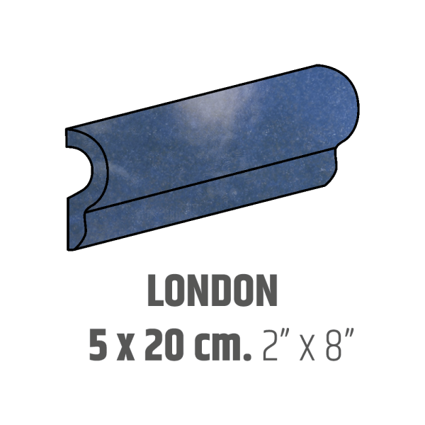 Centura Ceramic Wall Molding London Artisan Colonial Blue Glossy 2" x 8" (Pack of 24)