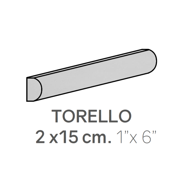 Centura Ceramic Wall Molding Torello Masia Light Grey Glossy 1" x 6" (Pack of 27)