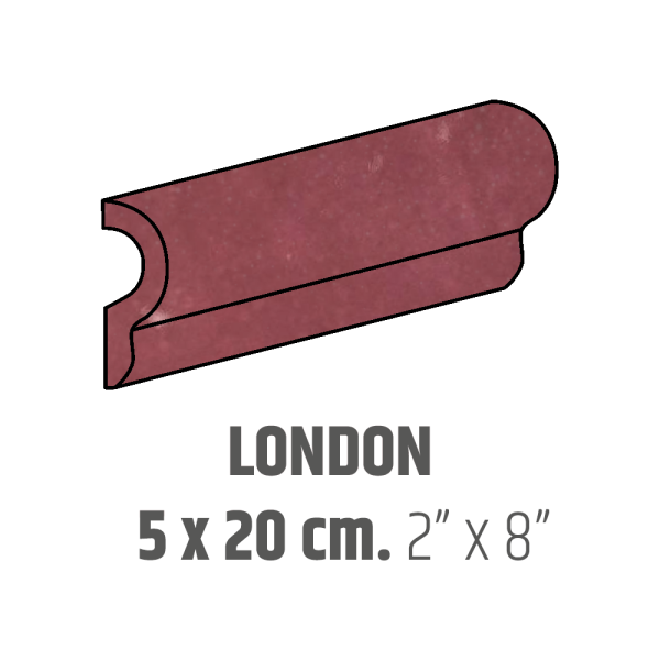 Centura Ceramic Wall Molding London Artisan Burgundy Glossy 2" x 8" (Pack of 24)